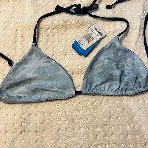 Pelagic Blue Fish Camo Bikini Top